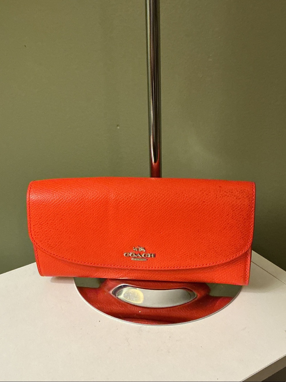 Coach Pop Slim Envelope Orange Leather Signature Clutch Wallet Set SEE PHOTOS